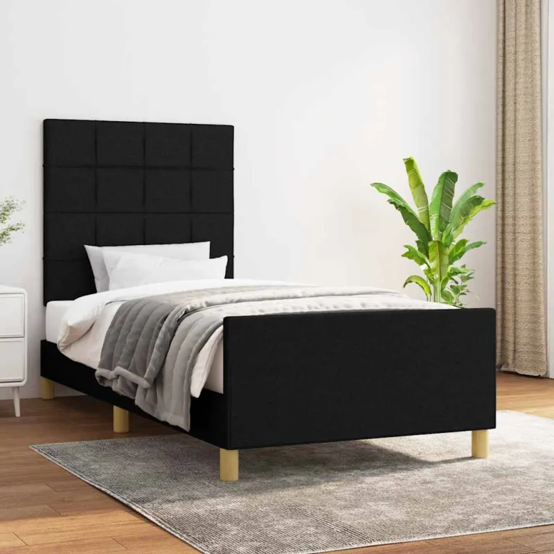 Lovos rėmas be čiužinio, juodas, 90x190 cm, audinys