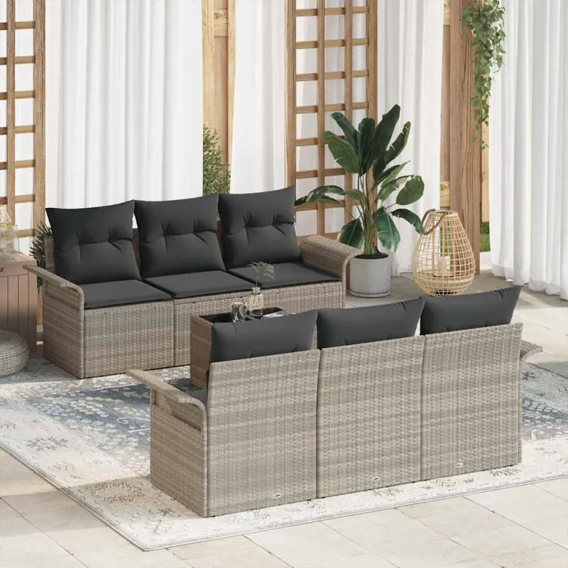 Sodo Sofų Rinkinys 7 pcs Šviesiai pilka ir tamsiai pilka