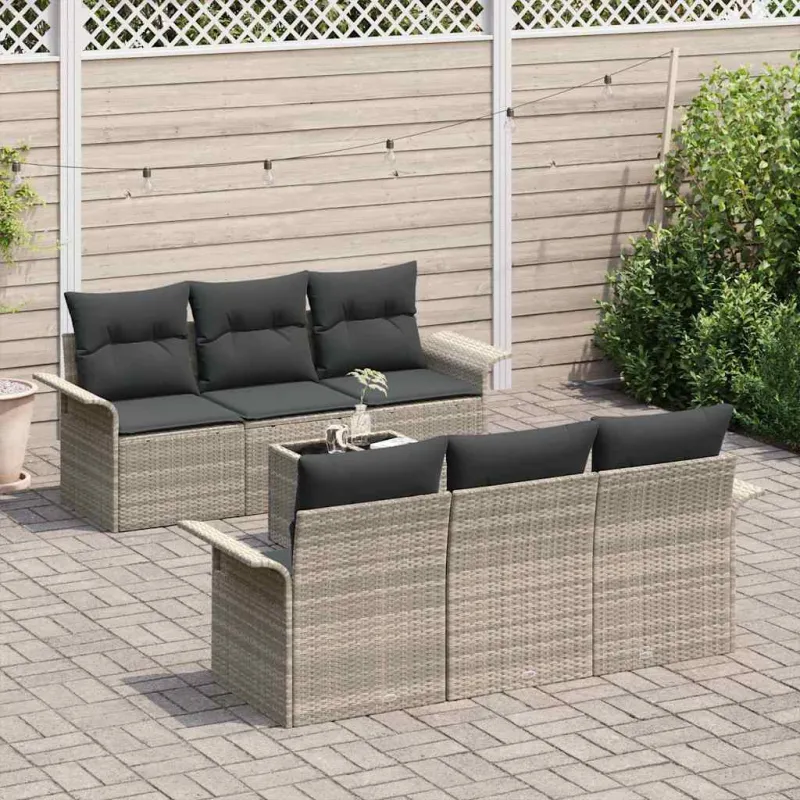 Sodo Sofų Rinkinys 7 pcs Šviesiai pilka ir tamsiai pilka
