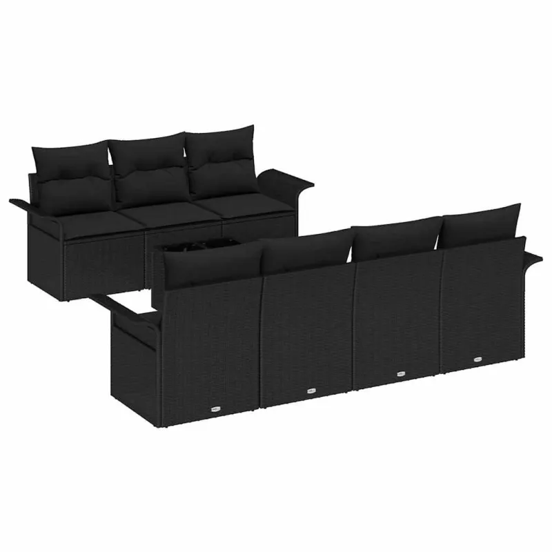 Sodo Sofų Rinkinys su pagalve 8 pcs Juoda poliratanas
