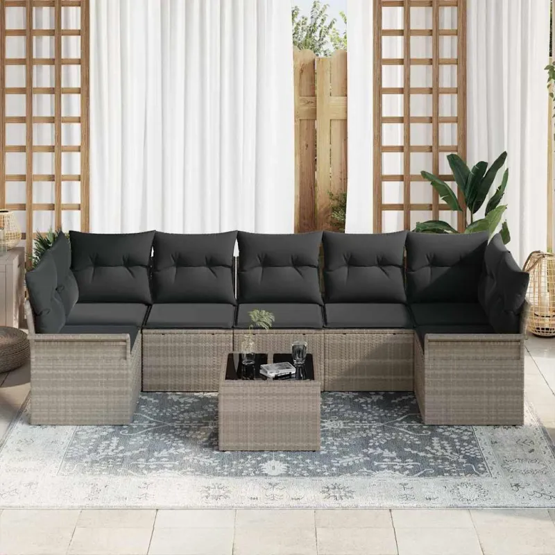 Sodo Sofų Rinkinys 8 pcs Šviesiai pilka ir tamsiai pilka