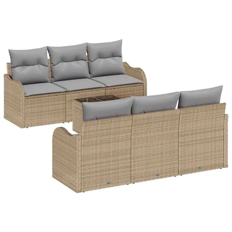 Sodo Sofų Rinkinys su pagalve su saugykla 7 pcs Bežinė ir pilka