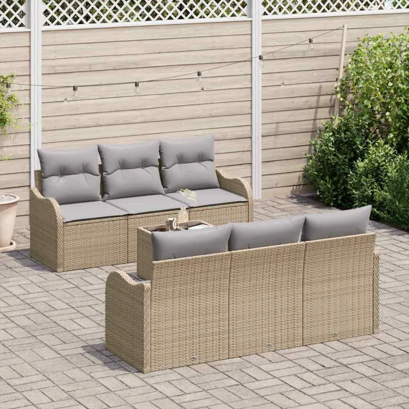 Sodo Sofų Rinkinys su pagalve su saugykla 7 pcs Bežinė ir pilka