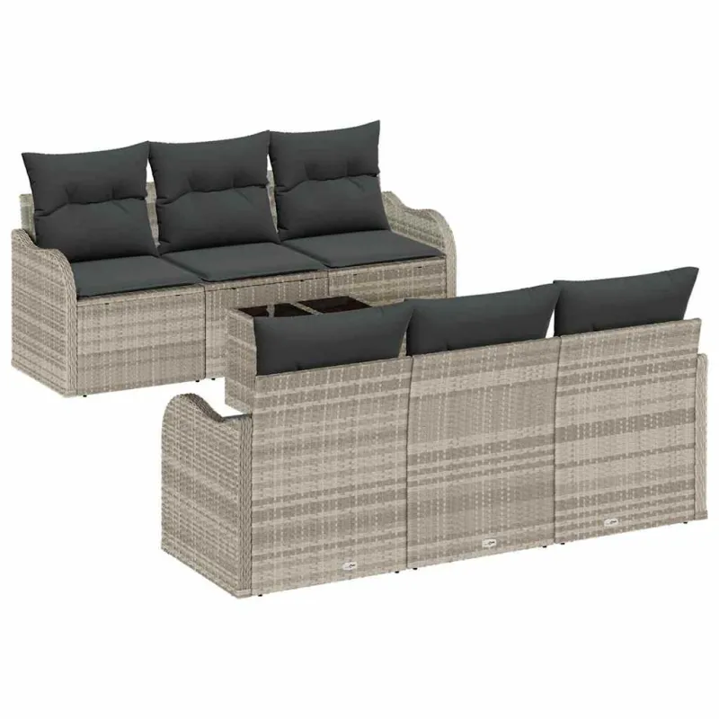 Sodo Sofų Rinkinys 7 pcs Šviesiai pilka ir tamsiai pilka