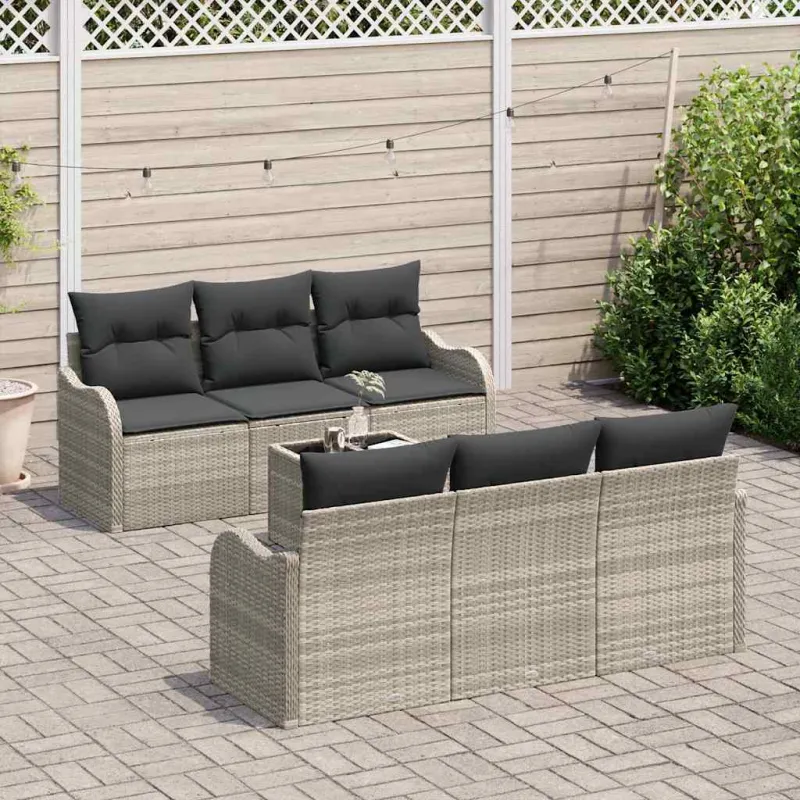 Sodo Sofų Rinkinys 7 pcs Šviesiai pilka ir tamsiai pilka