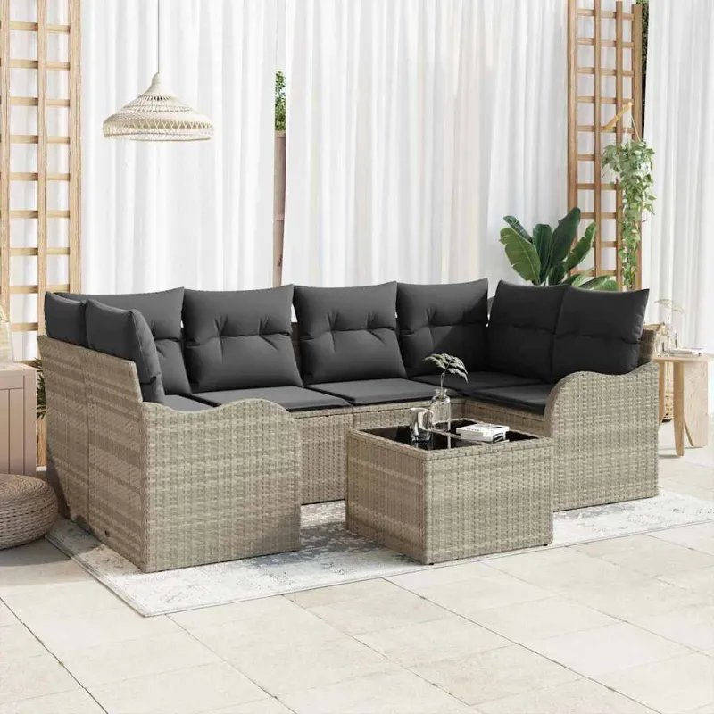 Sodo Sofų Rinkinys 7 pcs Šviesiai pilka ir tamsiai pilka