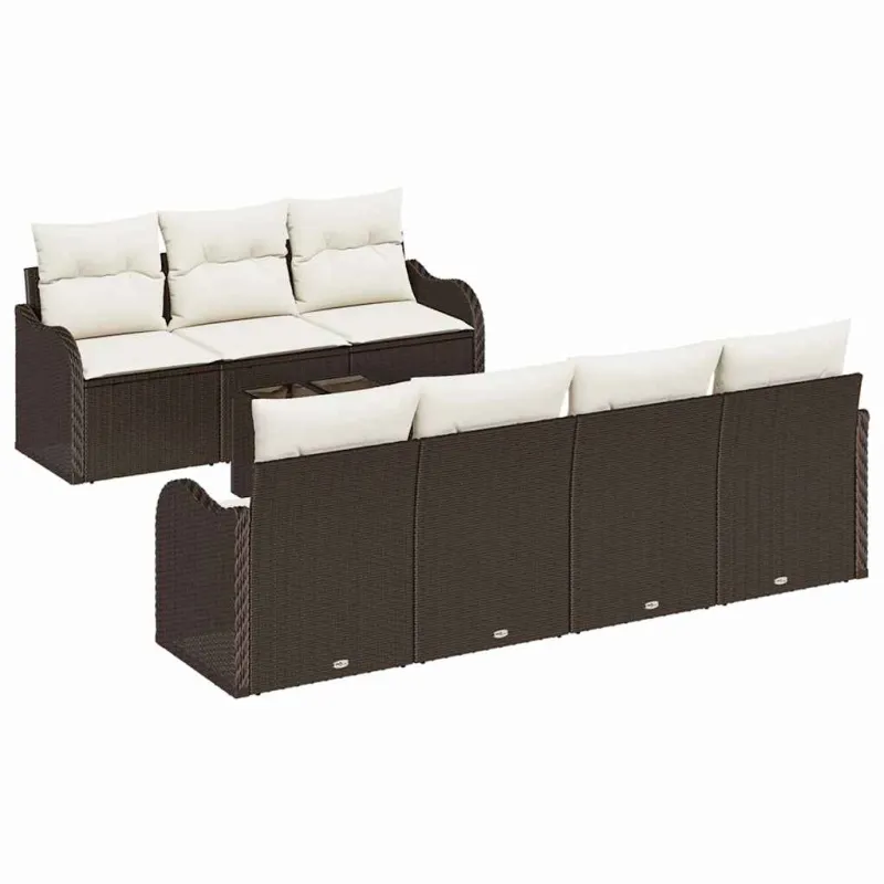 Sodo Sofų Rinkinys su pagalve 8 pcs Ruda ir grietinėlė
