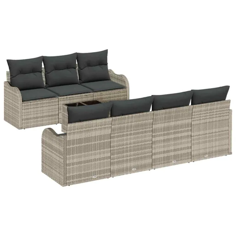 Sodo Sofų Rinkinys 8 pcs Šviesiai pilka ir tamsiai pilka