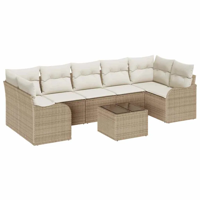 Sodo Sofų Rinkinys su pagalve 8 pcs Bežinė ir kreminė
