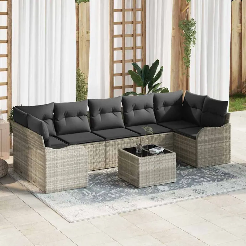 Sodo Sofų Rinkinys 8 pcs Šviesiai pilka ir tamsiai pilka