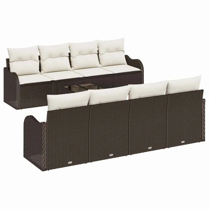 Sodo Sofų Rinkinys su pagalve 9 pcs Ruda ir grietinėlė