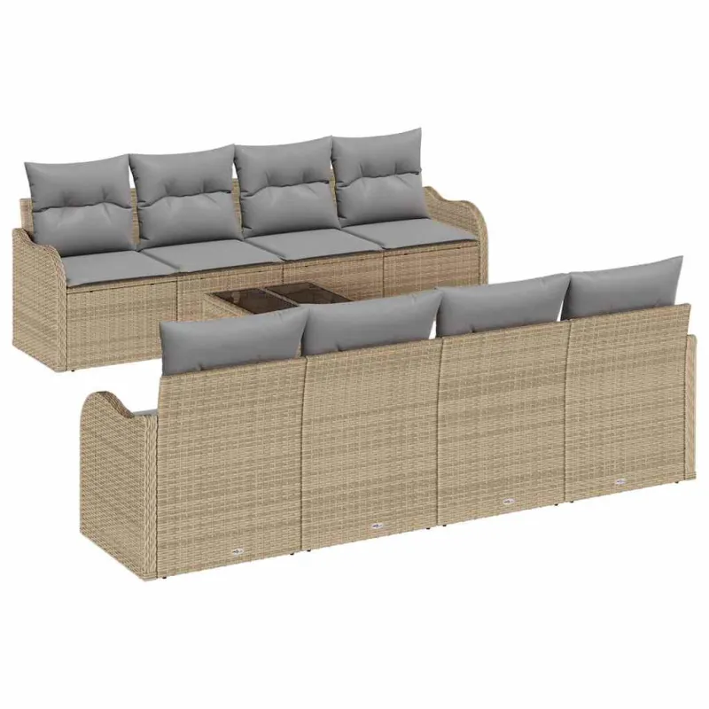 Sodo Sofų Rinkinys su pagalve su saugykla 9 pcs Bežinė ir pilka