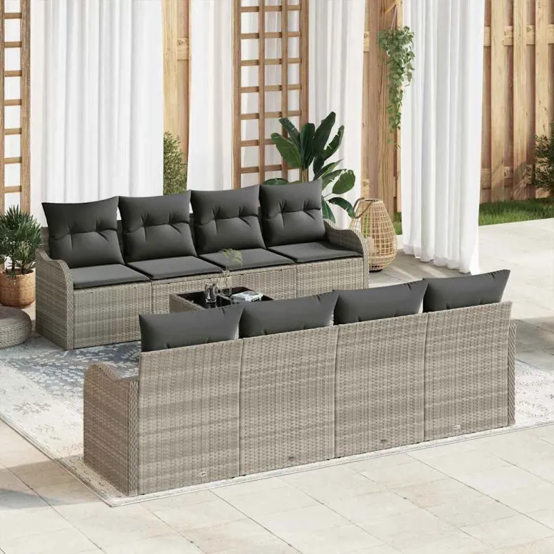 Sodo Sofų Rinkinys 9 pcs Šviesiai pilka ir tamsiai pilka