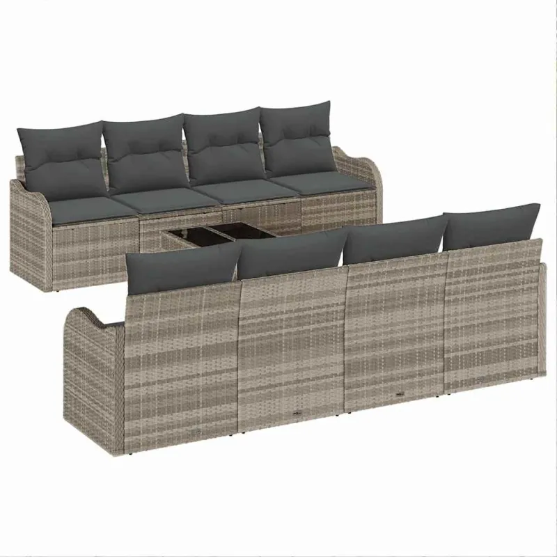 Sodo Sofų Rinkinys 9 pcs Šviesiai pilka ir tamsiai pilka