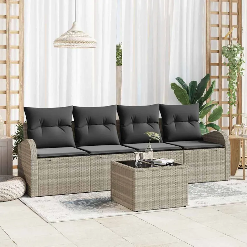Sodo Sofų Rinkinys 5 pcs Šviesiai pilka ir tamsiai pilka