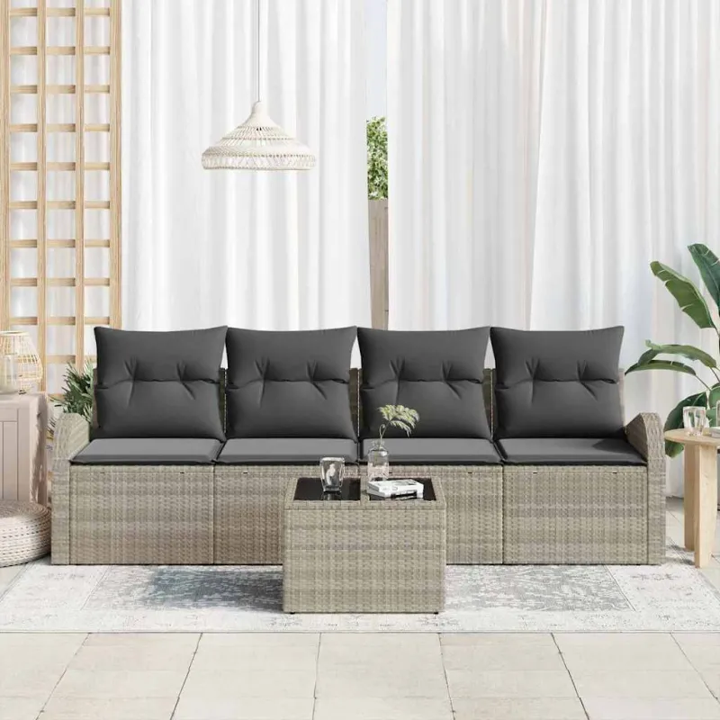 Sodo Sofų Rinkinys 5 pcs Šviesiai pilka ir tamsiai pilka