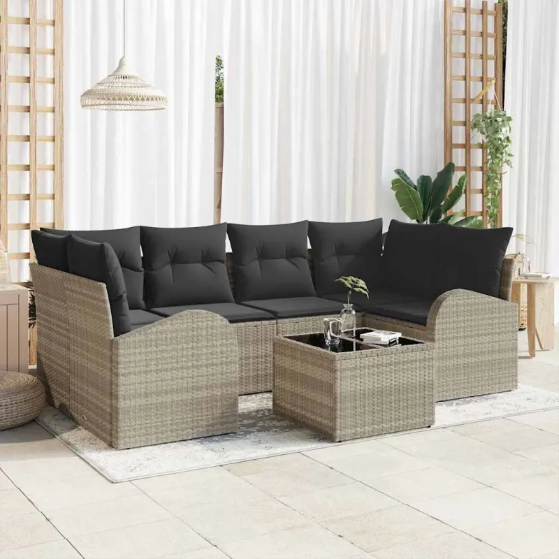 Sodo Sofų Rinkinys 7 pcs Šviesiai pilka ir tamsiai pilka