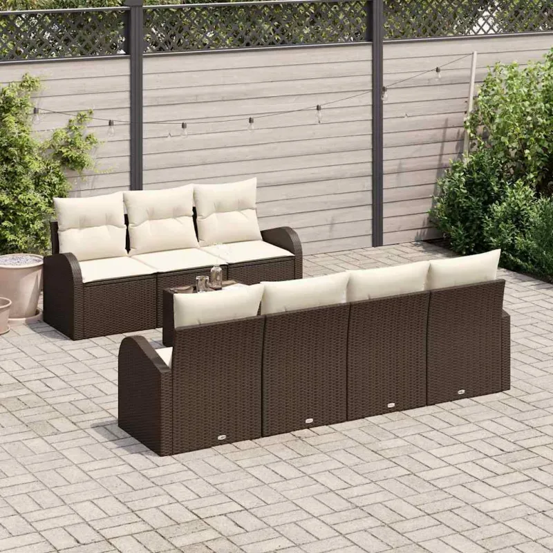 Sodo Sofų Rinkinys 8 pcs Ruda, kreminė 55 x 55 x 37 cm