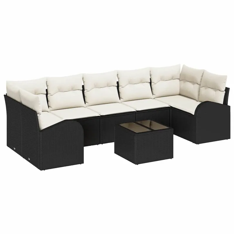 Sodo Sofų Rinkinys 8 pcs Juoda ir kreminė 289 x 124 x 69 cm