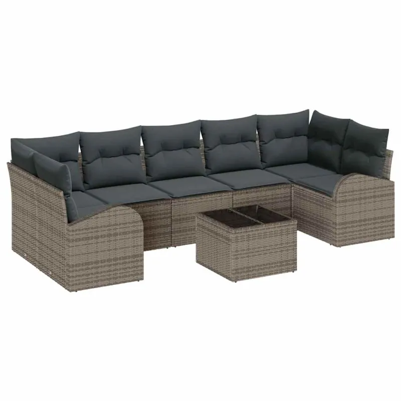 Sodo Sofų Rinkinys 8 pcs Pilka 289 x 124 x 69 cm poliratanas