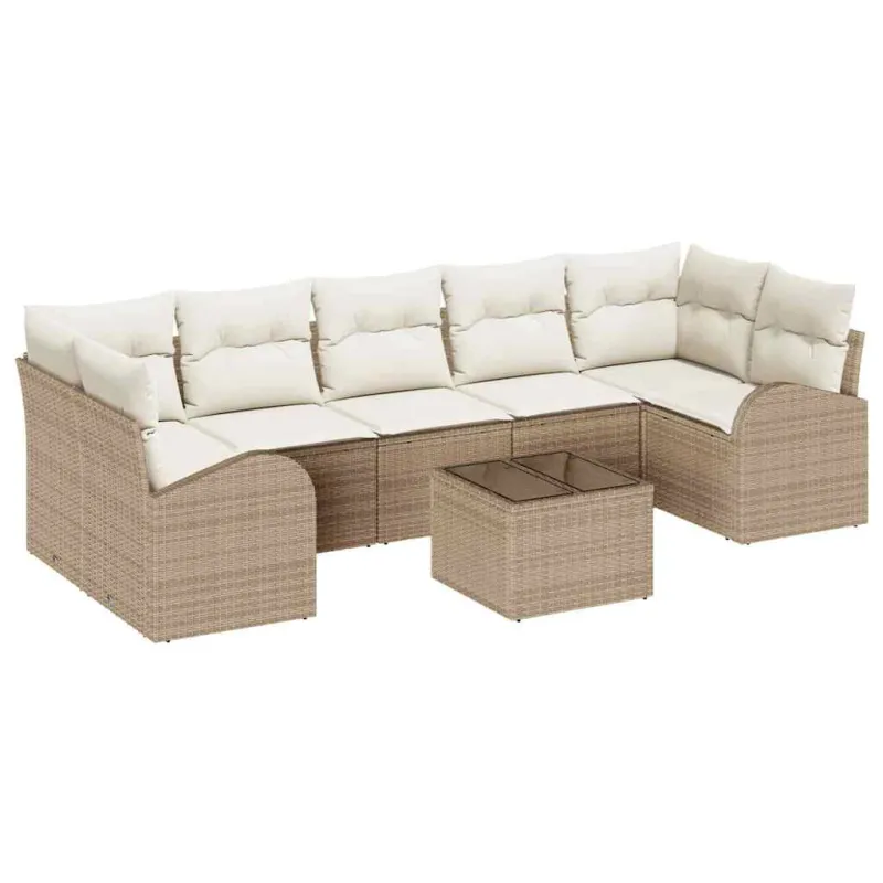 Sodo Sofų Rinkinys 8 pcs Bežinė ir kreminė 289 x 124 x 69 cm