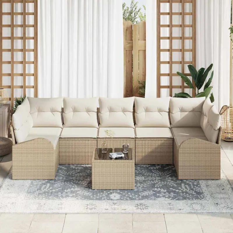 Sodo Sofų Rinkinys 8 pcs Bežinė ir kreminė 289 x 124 x 69 cm