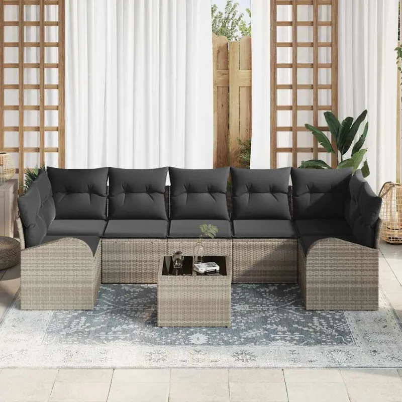 Sodo Sofų Rinkinys 8 pcs Šviesiai pilka ir tamsiai pilka