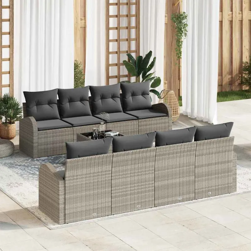 Sodo Sofų Rinkinys 9 pcs Šviesiai pilka ir tamsiai pilka