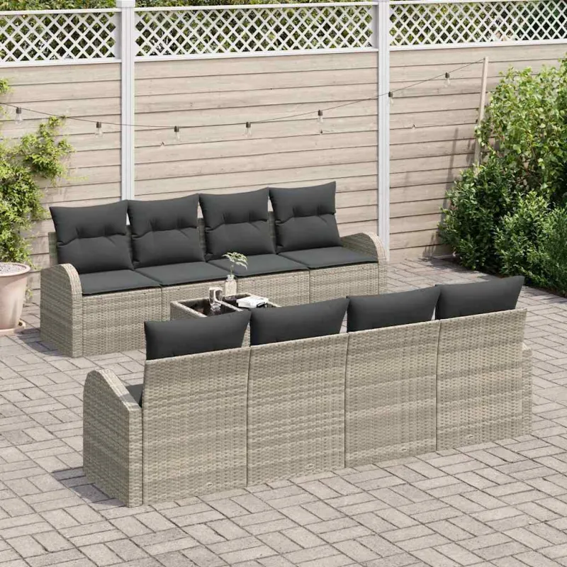 Sodo Sofų Rinkinys 9 pcs Šviesiai pilka ir tamsiai pilka