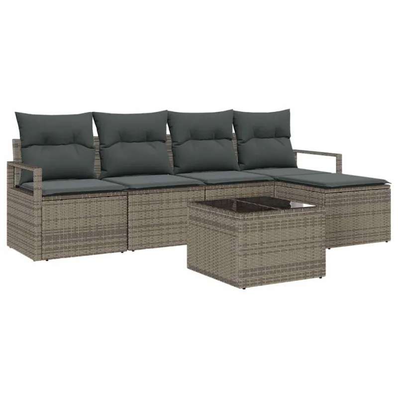 Sofos komplektas su pagalve 6 pcs Šviesiai pilka poliratanas