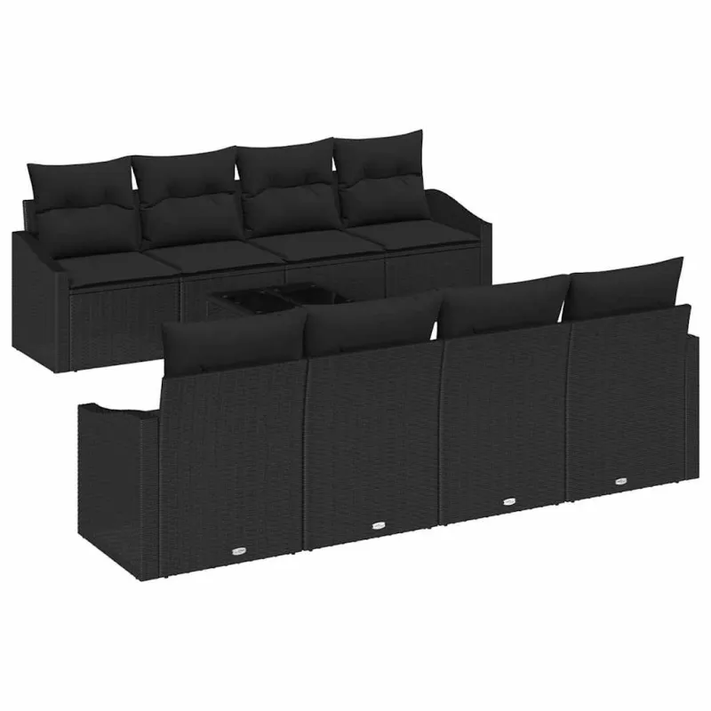 Sofos komplektas su pagalve su saugykla 7 pcs Juoda poliratanas