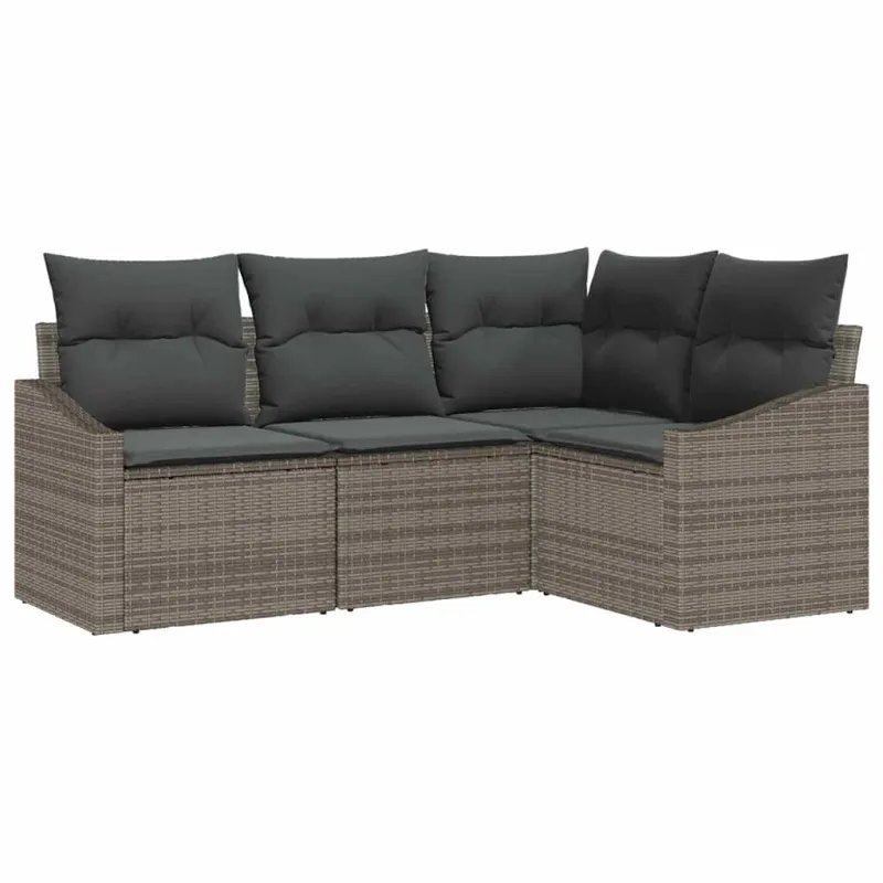 Sodo Sofų Rinkinys su pagalve 4 pcs Pilka poliratanas