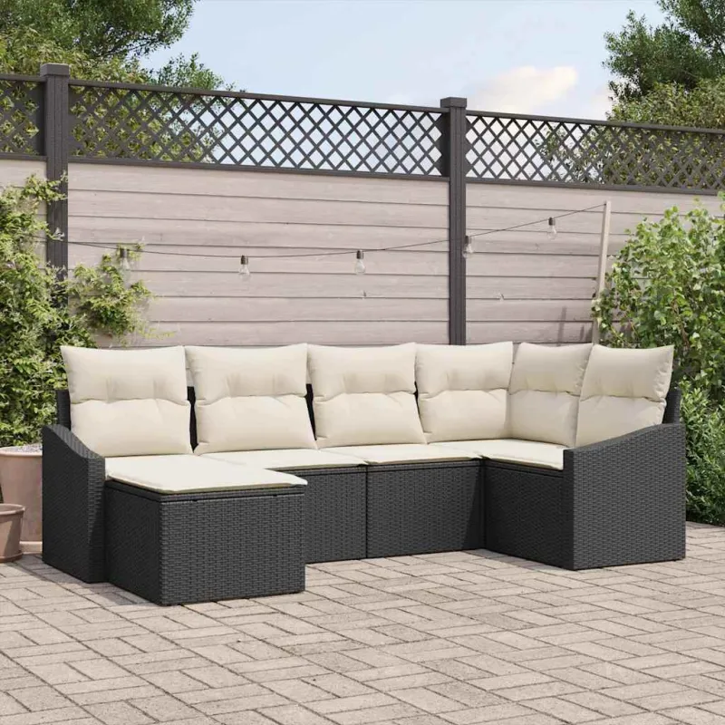 Sodo valgomojo komplektas su pagalve 6 pcs Juoda ir kreminė