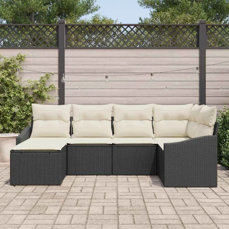 Sodo valgomojo komplektas su pagalve 6 pcs Juoda ir kreminė