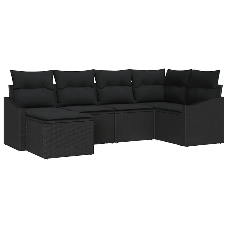 Sodo valgomojo komplektas su pagalve su saugykla 6 pcs Juoda
