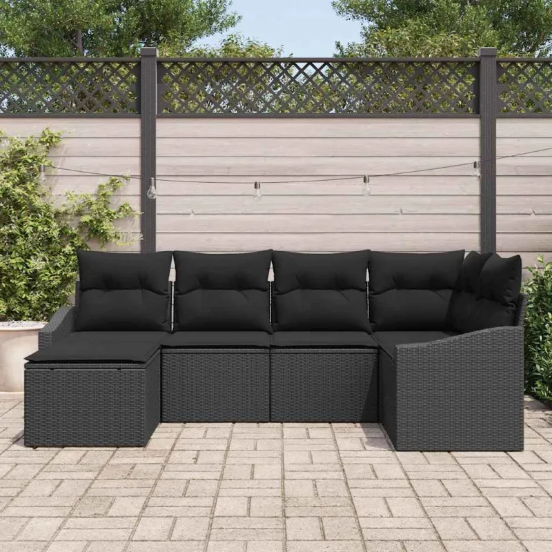 Sodo valgomojo komplektas su pagalve su saugykla 6 pcs Juoda