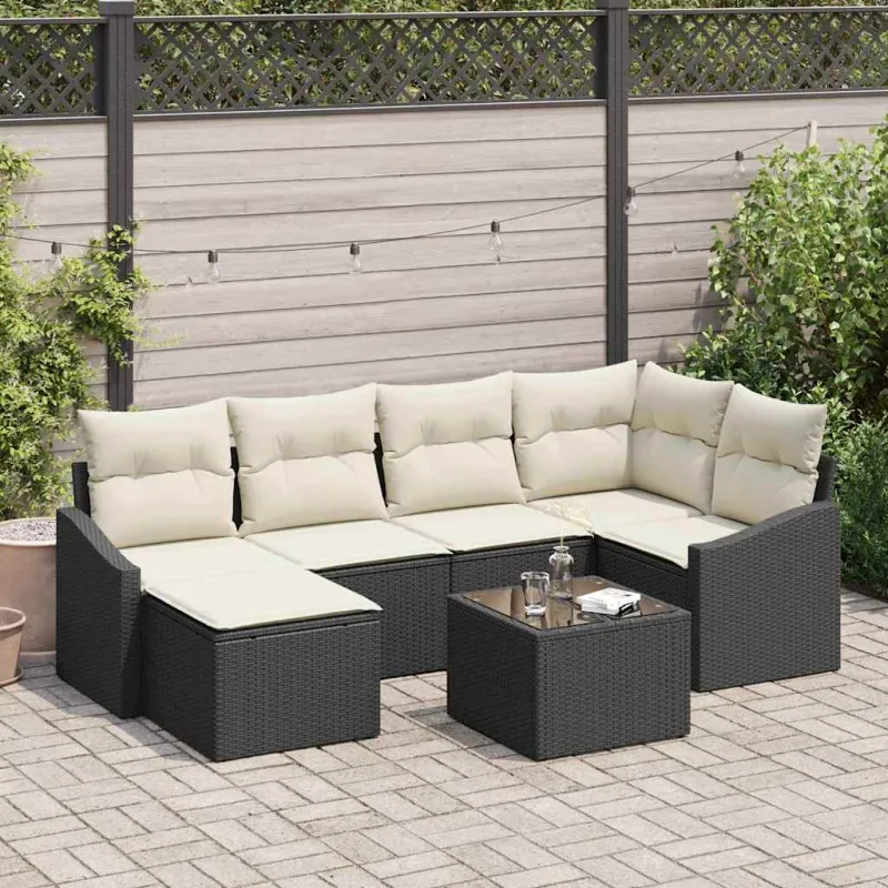 Sodo valgomojo komplektas su pagalve 7 pcs Ruda ir grietinėlė