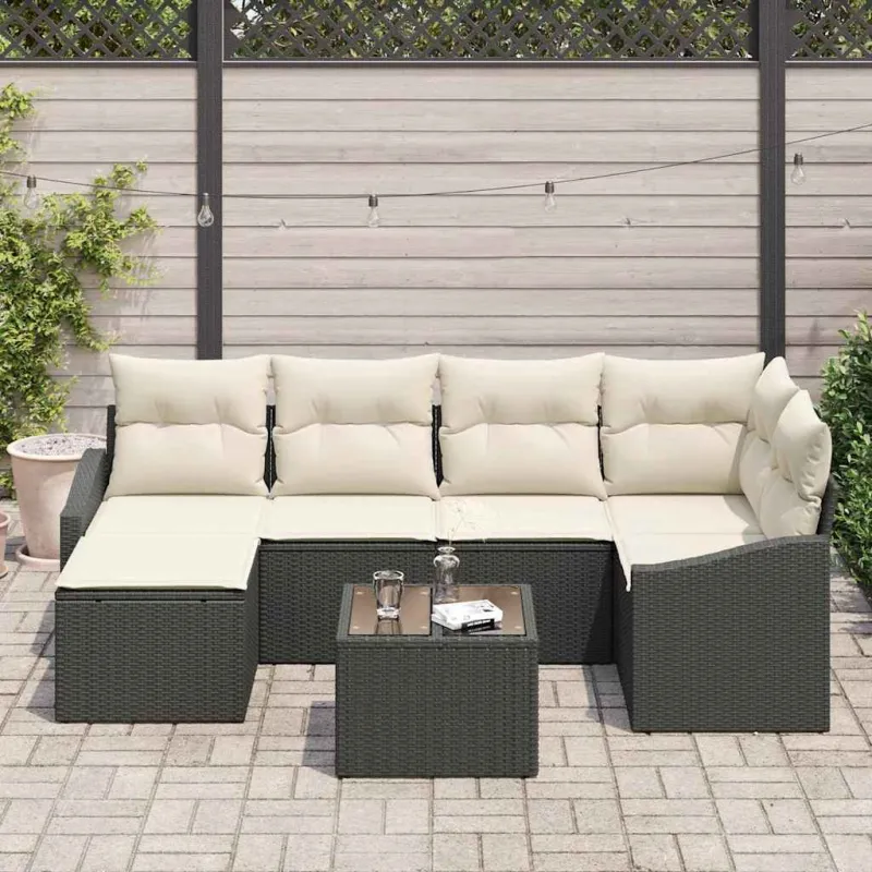 Sodo valgomojo komplektas su pagalve 7 pcs Ruda ir grietinėlė