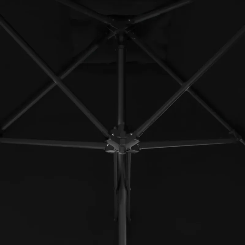 Sodo skėtis su plieniniu stulpu, juodos spalvos, 250x250x230cm