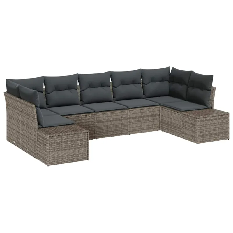 Sodo Sofų Rinkinys su saugykla 7 pcs Pilka Poli ratanas