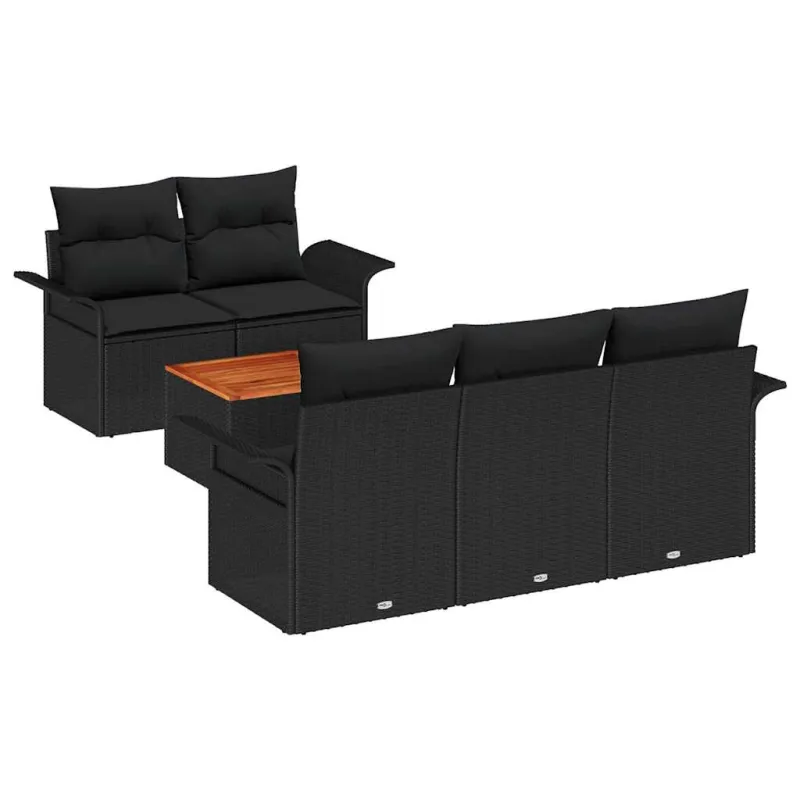 Sodo Sofų Rinkinys su saugykla 6 pcs Juoda poliratanas