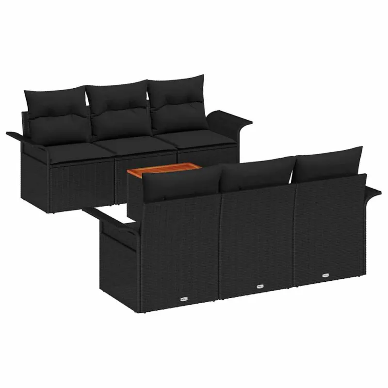 Sodo Sofų Rinkinys su saugykla 7 pcs Juoda poliratanas