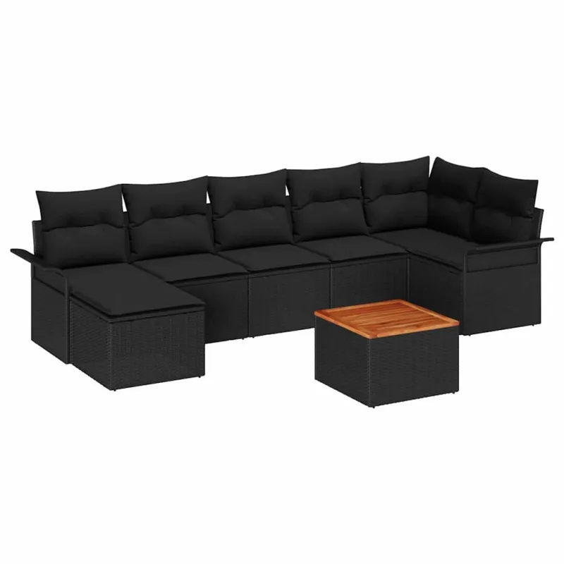 Sodo Sofų Rinkinys su saugykla 8 pcs Juoda poliratanas