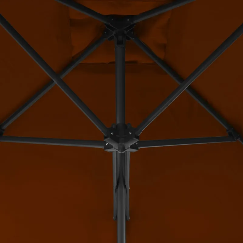 Sodo skėtis su plieniniu stulpu, terakota spalvos, 300x230cm