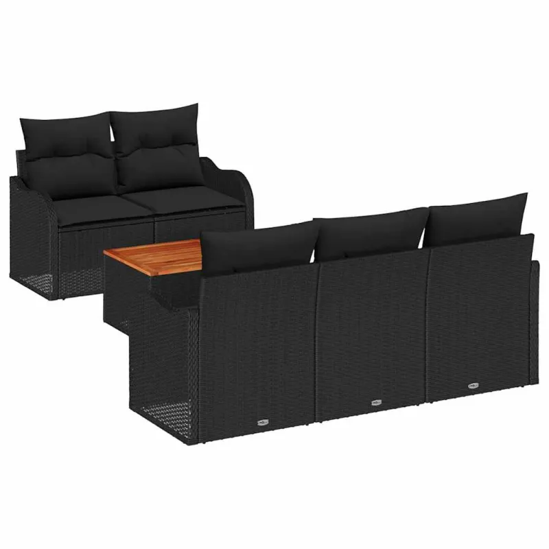 Sodo Sofų Rinkinys su saugykla 6 pcs Juoda poliratanas