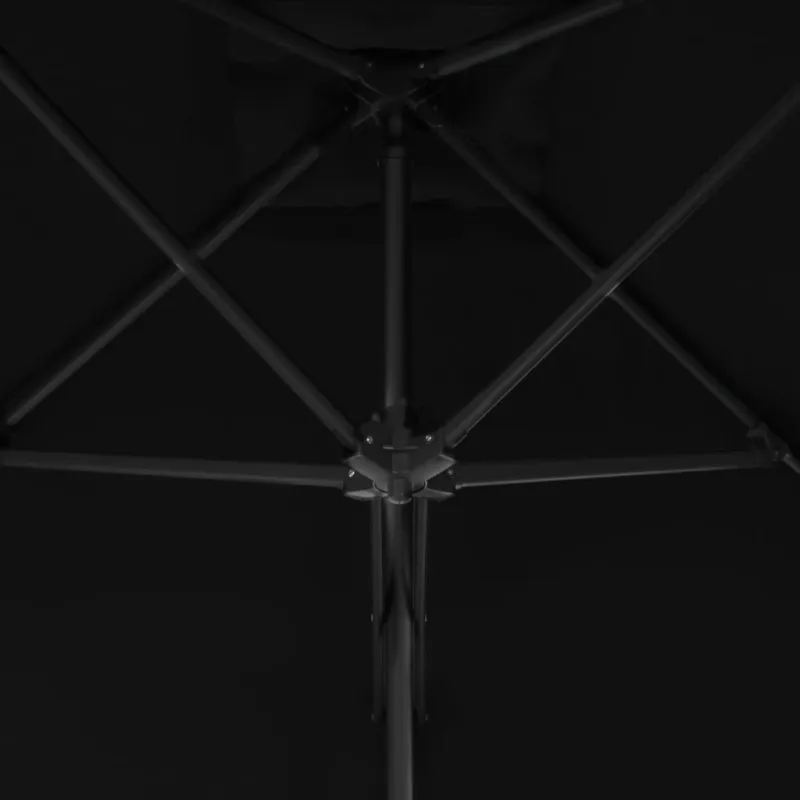 Sodo skėtis su plieniniu stulpu, juodos spalvos, 300x230cm