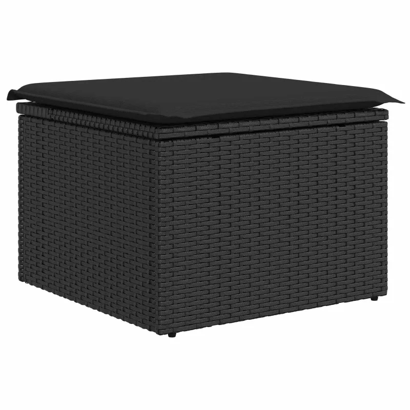 Sodo Sofų Rinkinys su pagalve 7 pcs Juoda Poliratanas