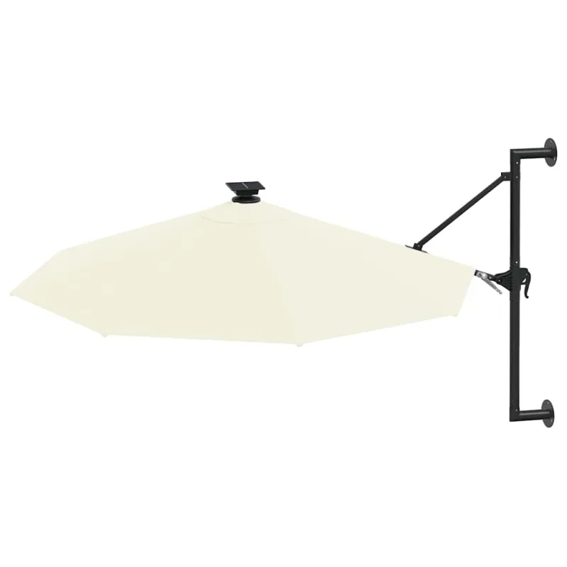 Prie sienos montuojamas sodo skėtis su LED, smėlio, 300cm