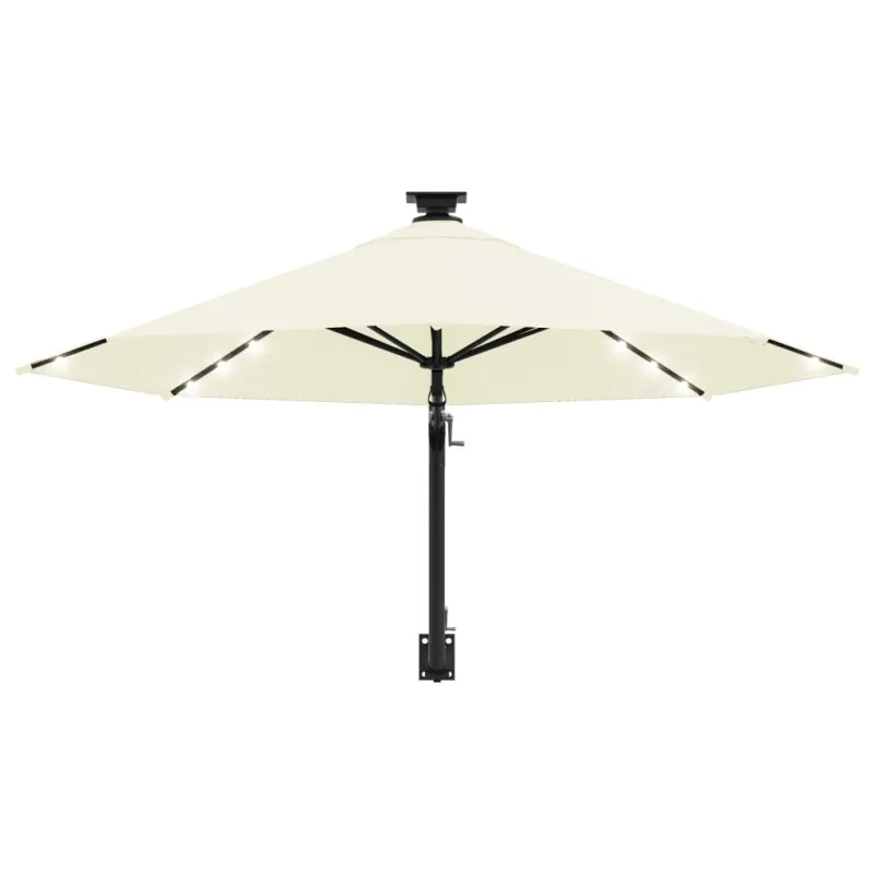 Prie sienos montuojamas sodo skėtis su LED, smėlio, 300cm