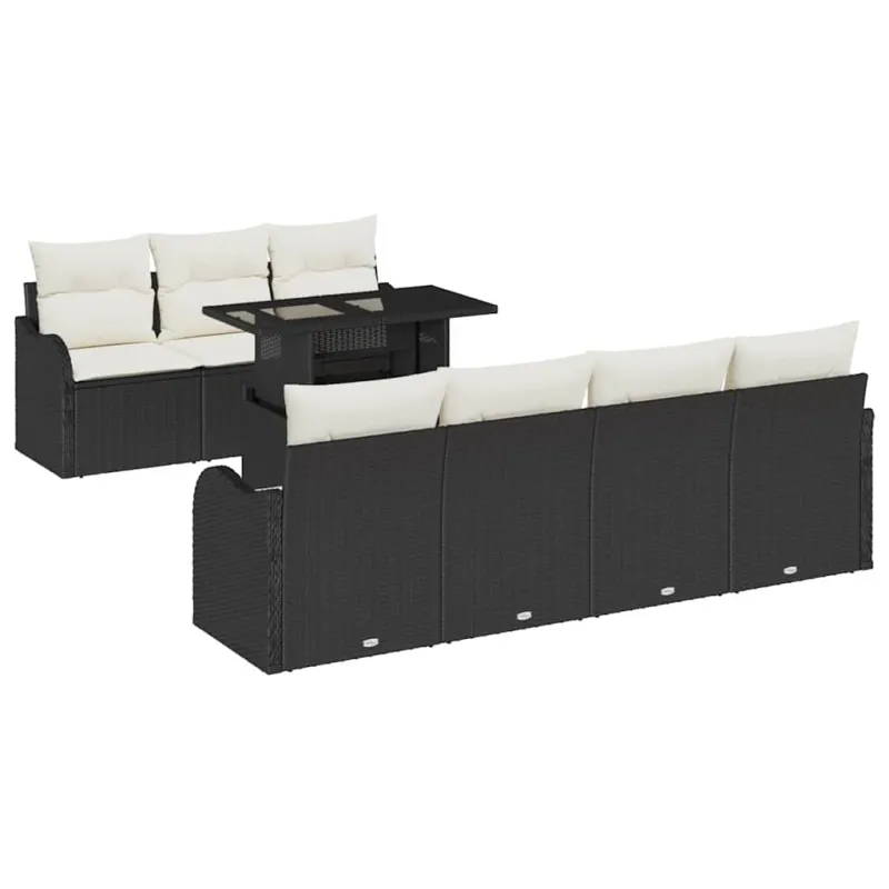 Sodo Sofų Rinkinys su pagalve 8 pcs Juoda Poli ratanas